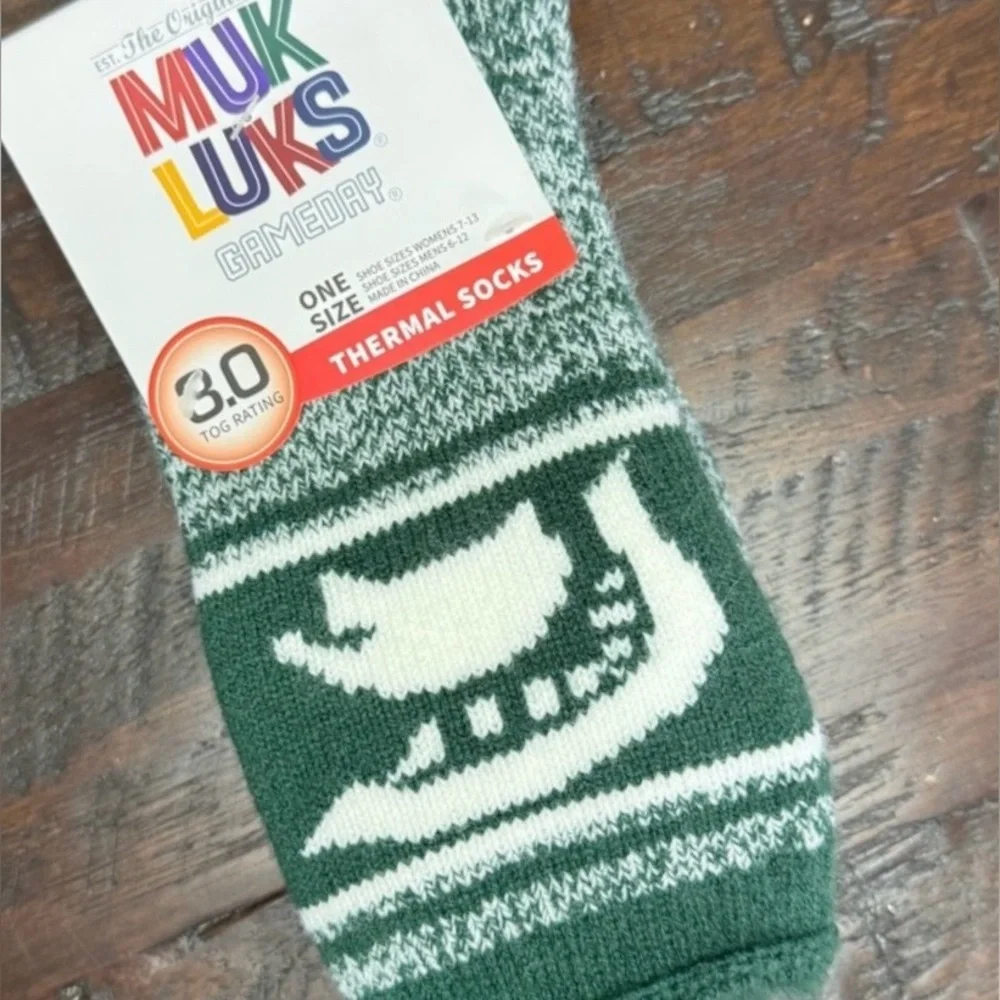 Muk Luks Gameday Michigan State Spartans Thermal Socks 3.0 Tog Rating Unisex NEW